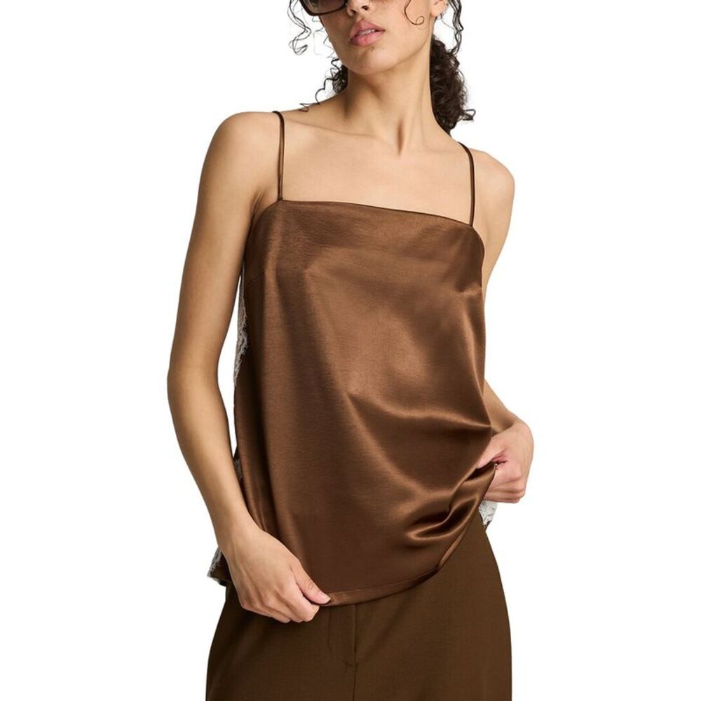 Kenneth Cole Womens  Lace Inserts Cami, Brown